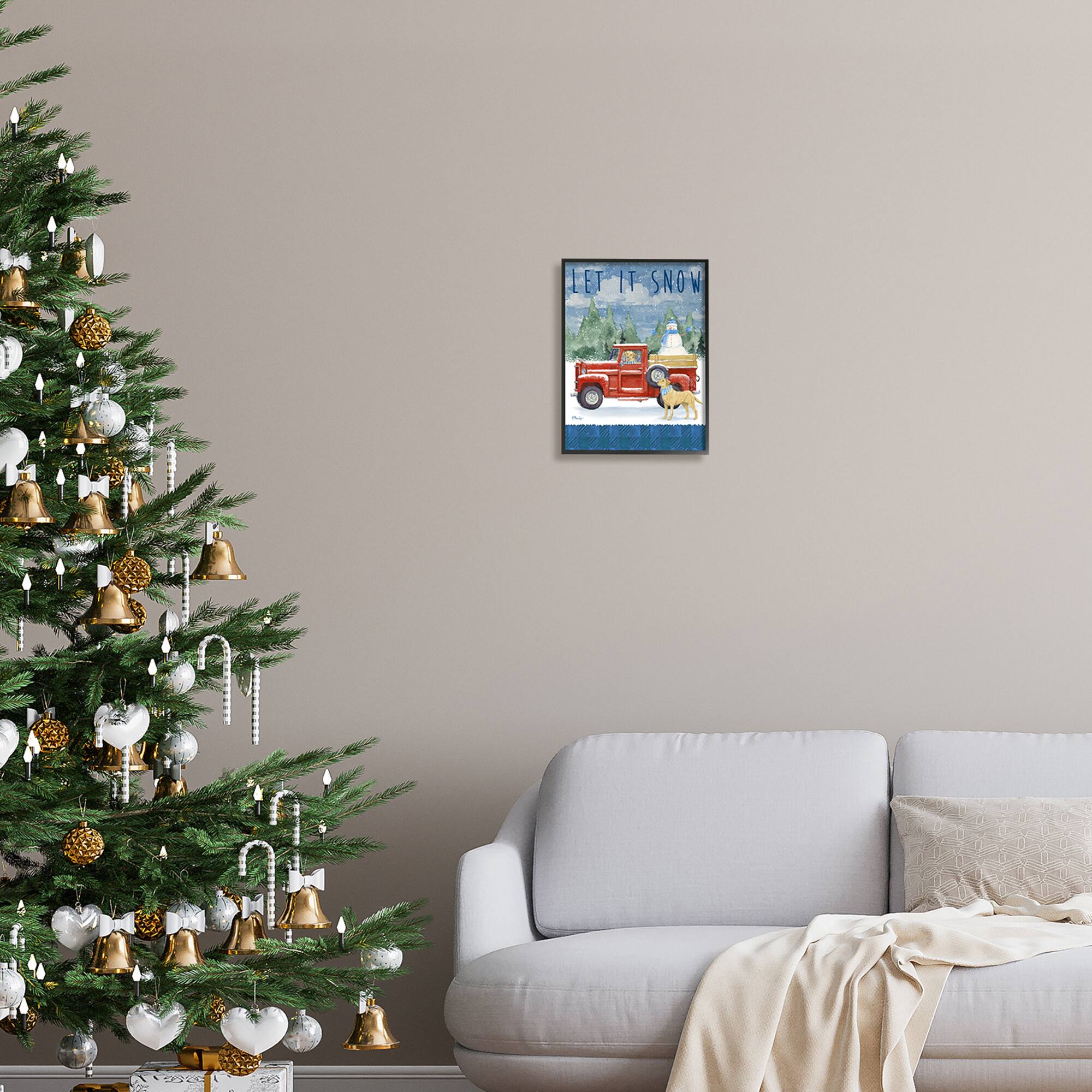 Stupell Industries Let It Snow Winter Dogs Framed Giclee Art